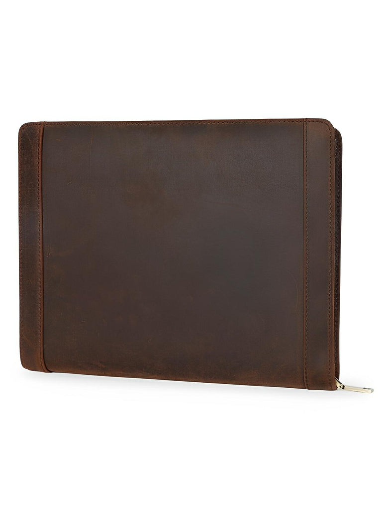 Housse en cuir véritable pour tablette, porte - documents et rangement à stylos, compatible iPad, style business, modèle Victorien - Housse - Café