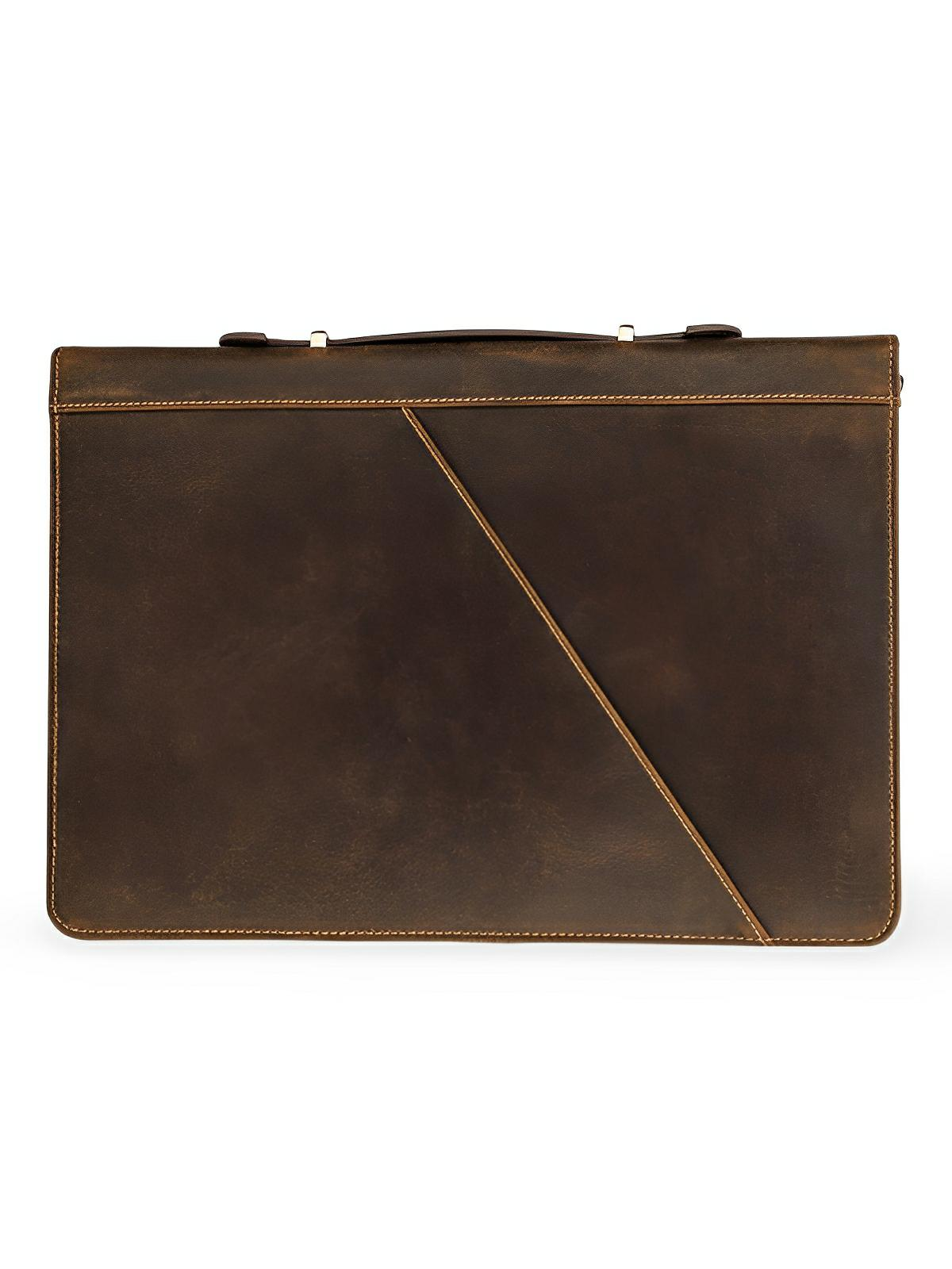 Housse pour ordinateur en cuir, étui 13,3 pouces, pochette élégante avec poignée et rangement, modèle Gérasime - Housse - Café