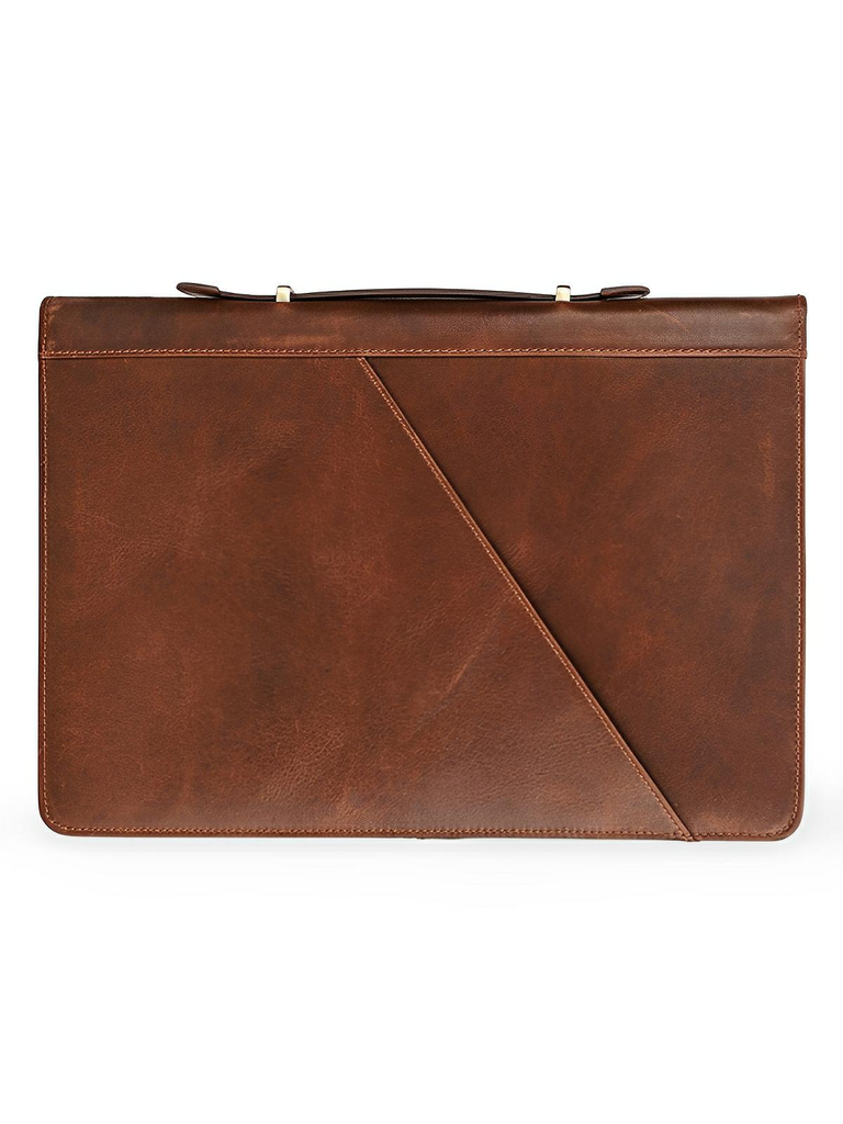 Housse pour ordinateur en cuir, étui 13,3 pouces, pochette élégante avec poignée et rangement, modèle Gérasime - Housse - Marron