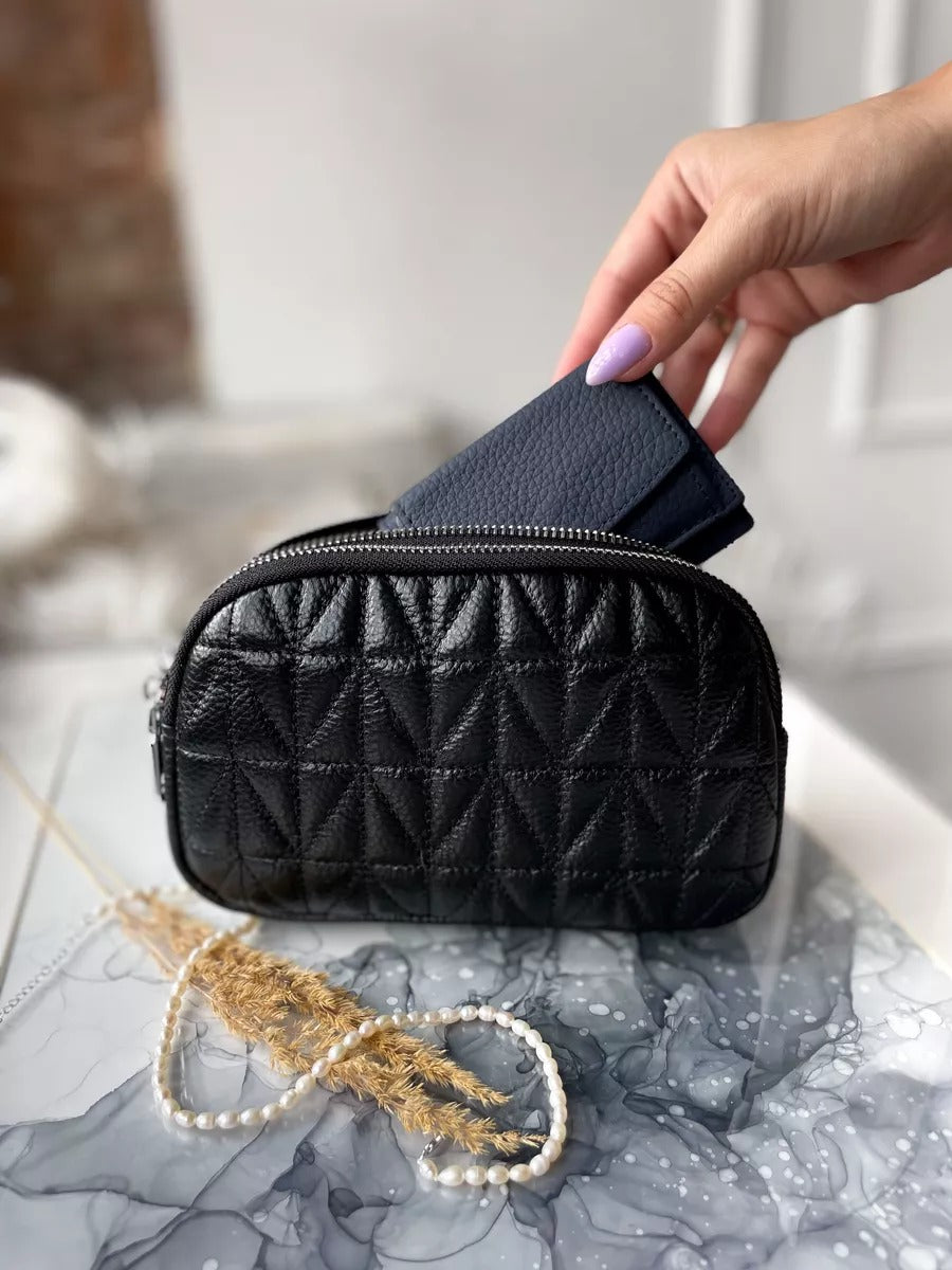 Portefeuille femme compact cuir grainé, protection RFID, porte-cartes pratique, format mini, porte-monnaie intégré, modèle Nadine