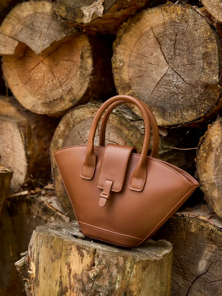 Mini sac à main femme, forme panier, simili vegan, bandoulière réglable, style bohème, fermeture magnétique, modèle Isabe