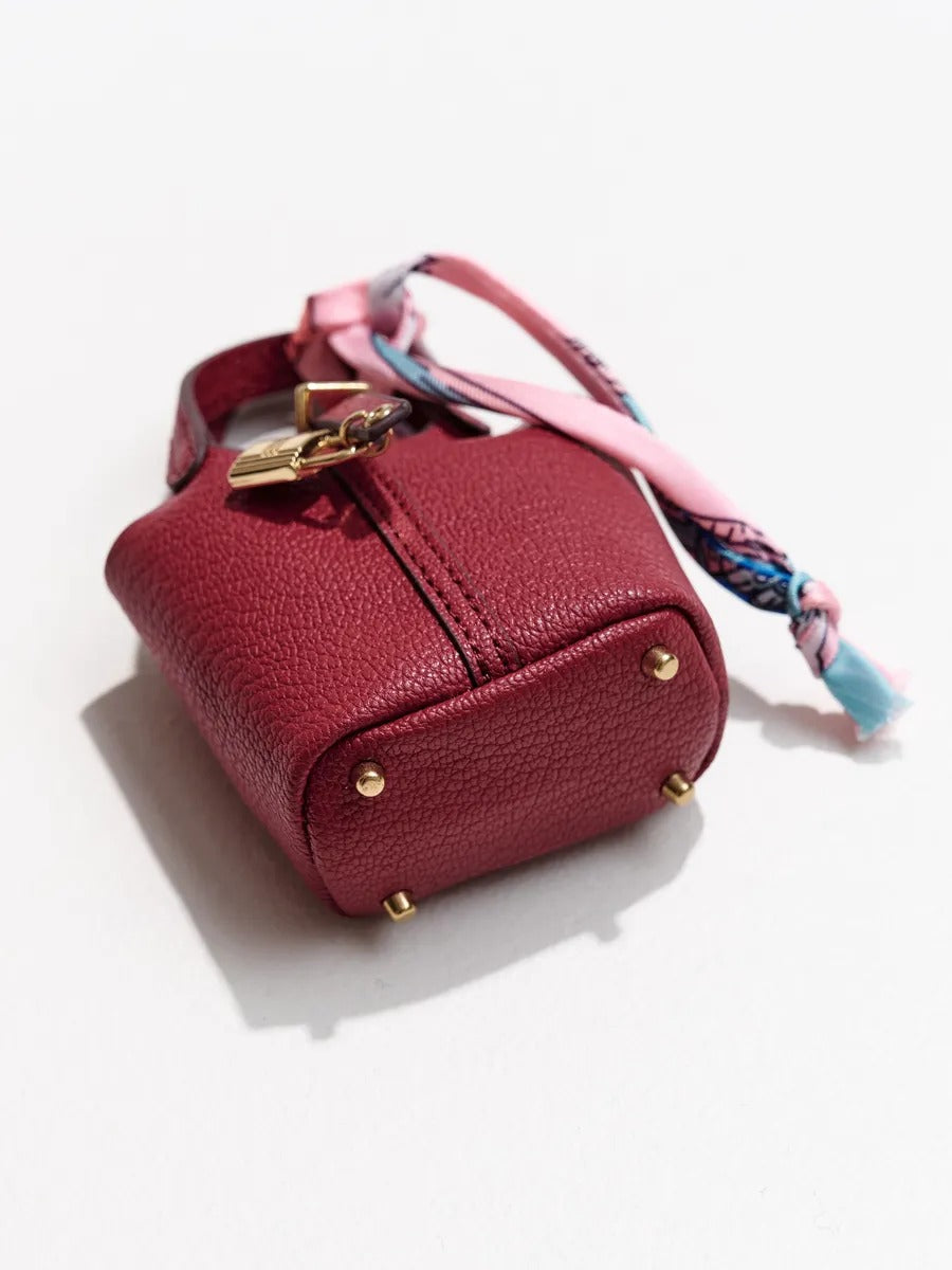 Mini sac bijoux de sac, porte-clés luxe, cuir grainé, format AirPods, accessoire luxueux, modèle Trésor