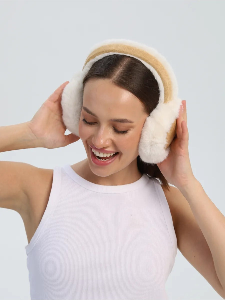 Cache-oreilles hiver femme, oreillettes chaudes, fausse fourrure douce, pliables, confort thermique, anti-froid, protection vent, accessoire mode hiver, modèle Umine