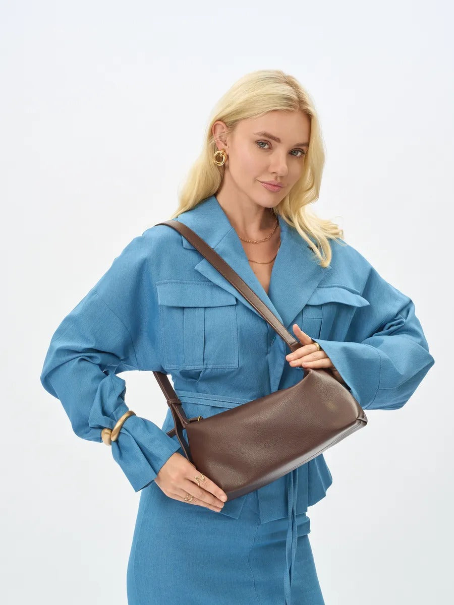 Baguette handbag, vegan faux leather, trendy hobo, adjustable shoulder strap, included pouch, y2k, Déborah model
