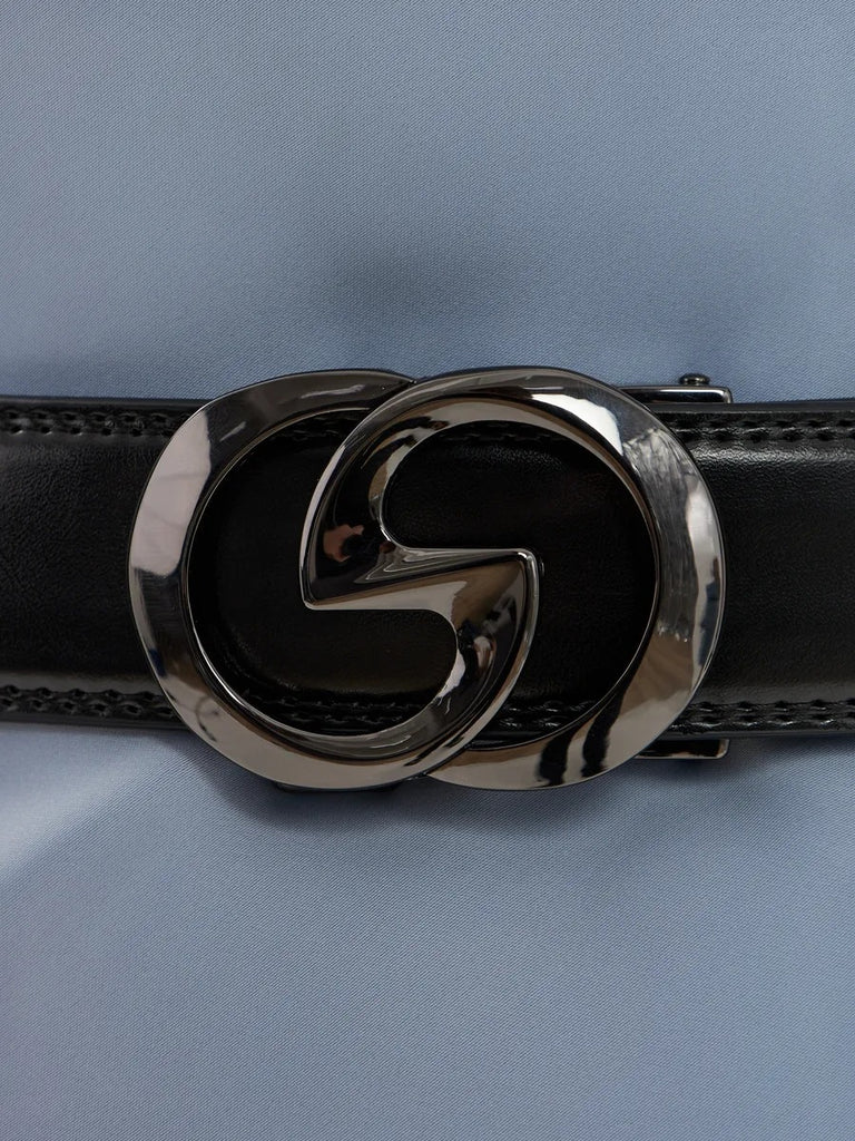 Women's leather belt, automatic metal buckle, double G buckle, 3.5 cm width, classic modern style, Gala model
