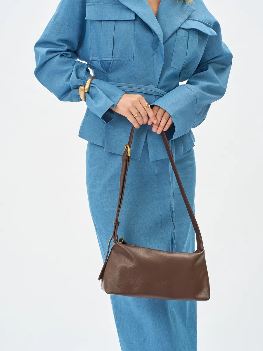Baguette handbag, vegan faux leather, trendy hobo, adjustable shoulder strap, included pouch, y2k, Déborah model