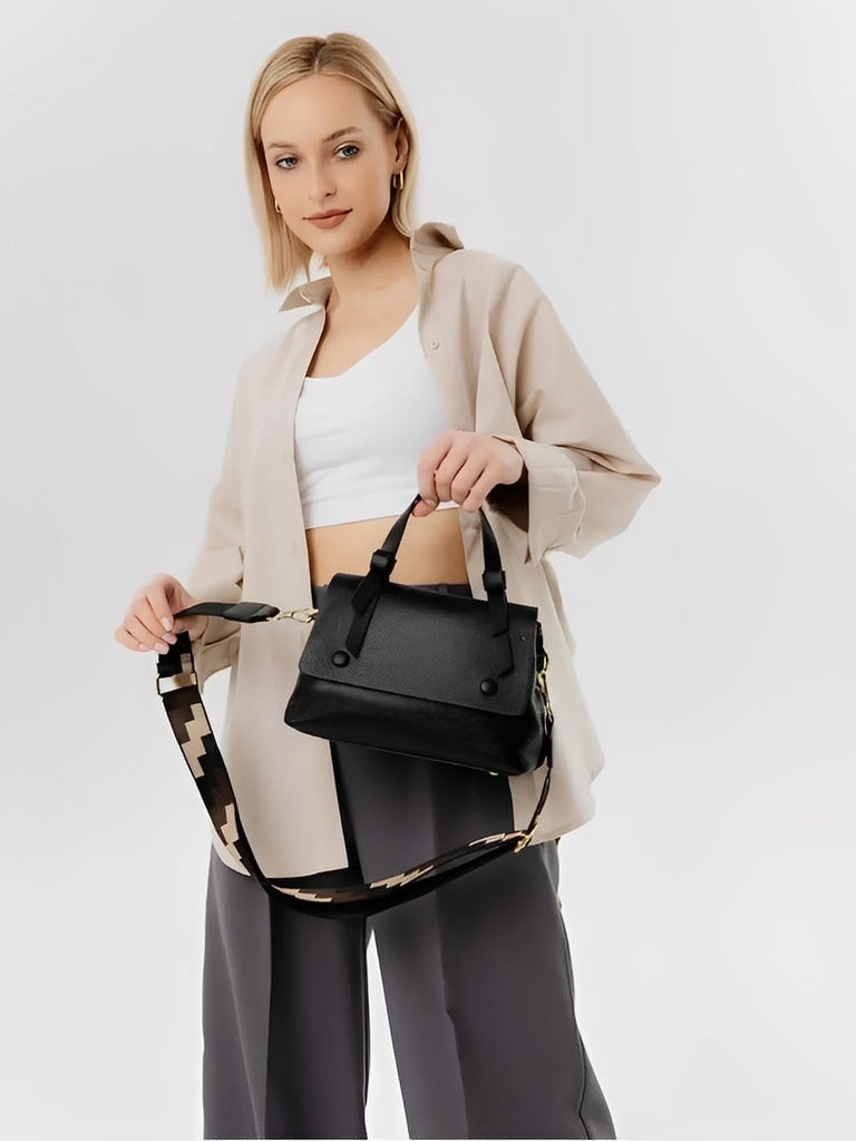 Borsa da donna in pelle, borsa a tracolla di tendenza, piccola borsa a mano, chic e moderna, modello Parvati