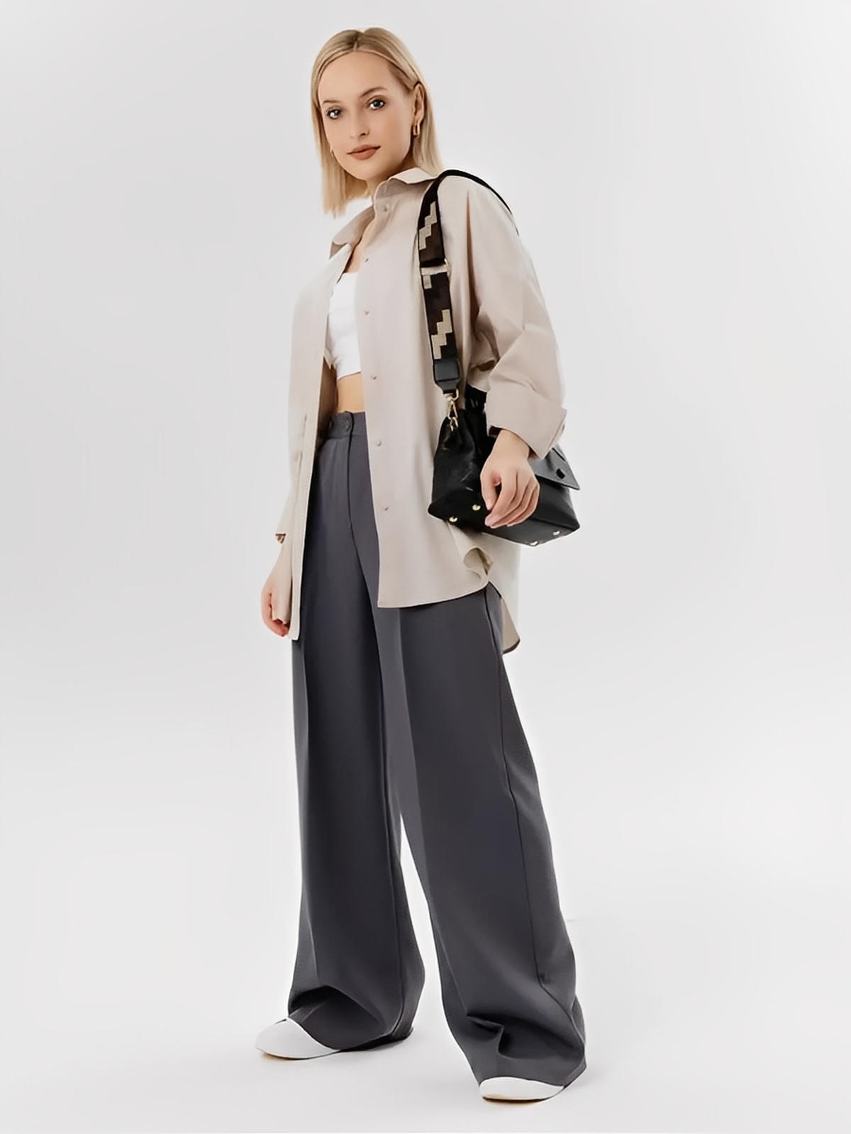 Borsa da donna in pelle, borsa a tracolla di tendenza, piccola borsa a mano, chic e moderna, modello Parvati