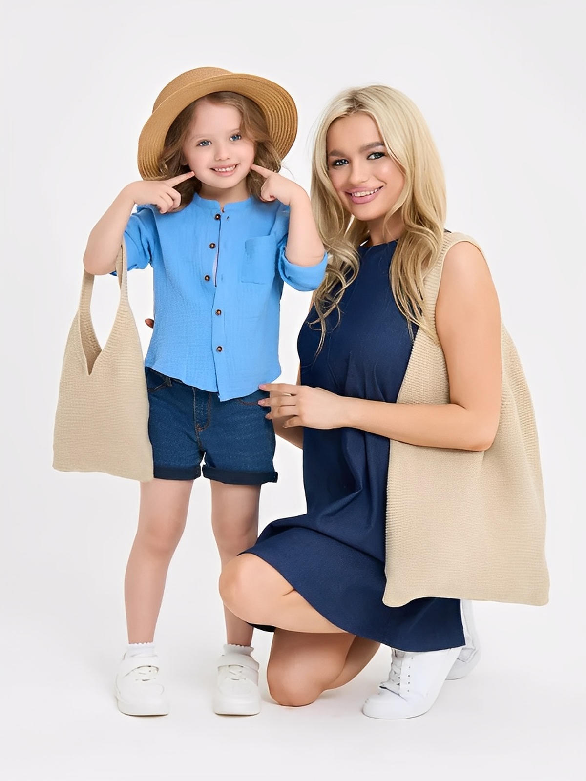 Tote-bag tricoté, sac à main en maille, sac fourre-tout léger, sac épaule souple, sac cabas maman fille, modèle Martine