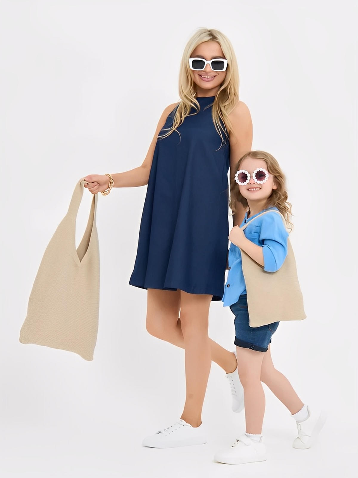 Tote-bag tricoté, sac à main en maille, sac fourre-tout léger, sac épaule souple, sac cabas maman fille, modèle Martine