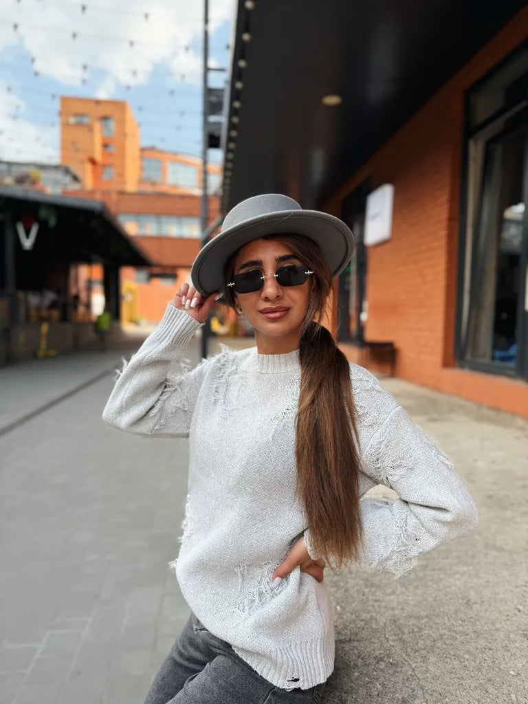 Women's felt hat, retro, autumn winter fashion accessory, flat hat with short brim, vintage style with ribbon, Ogana model