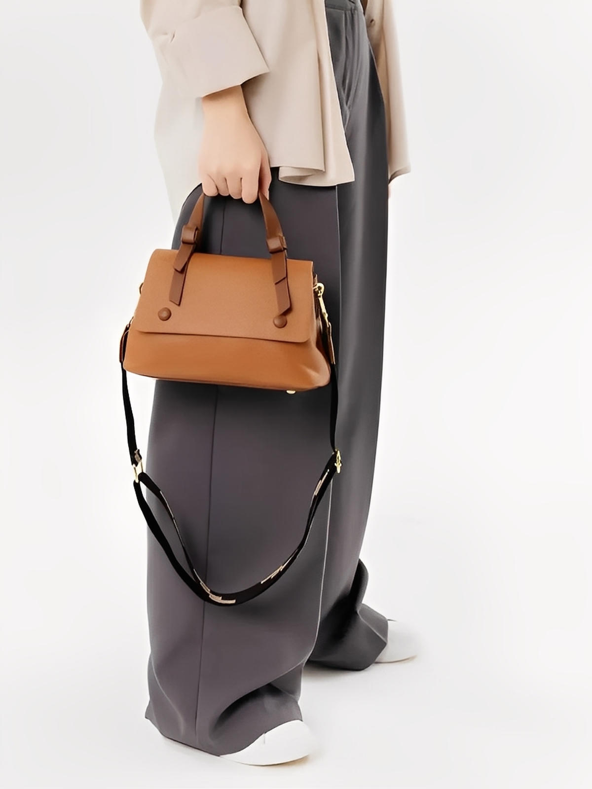 Borsa da donna in pelle, borsa a tracolla di tendenza, piccola borsa a mano, chic e moderna, modello Parvati