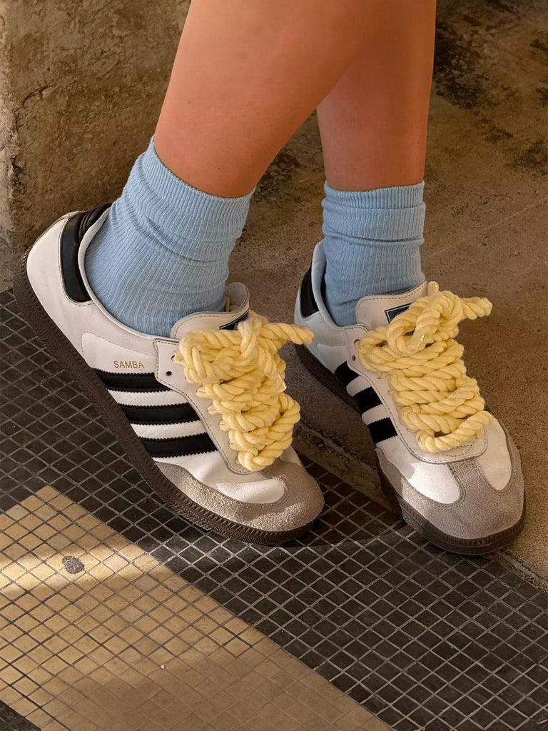 Lacets corde épais, lacets sneakers colorés, ronds 12mm, mode unisexes, lacets sneakers y2k, modèle Sisma - Beige 80 cm