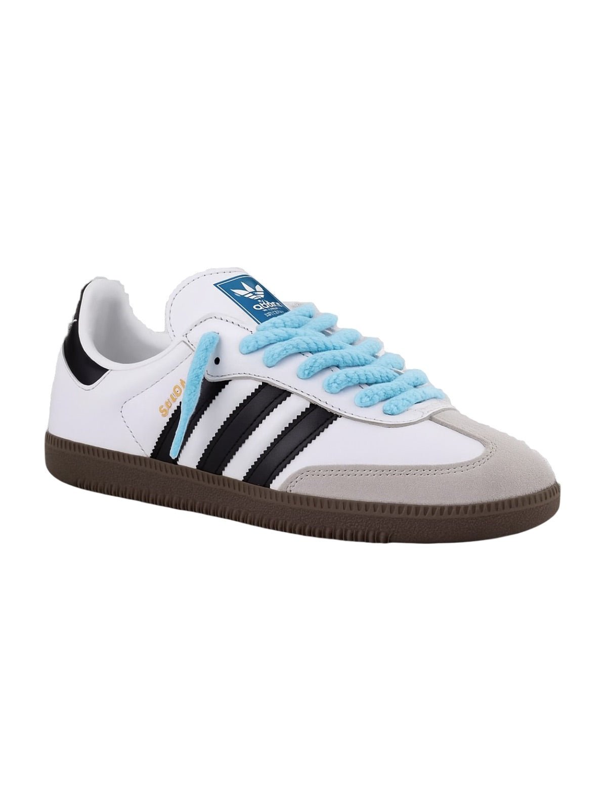 Lacets épais coton et lin, lacets ronds 6mm, lacets colorés sneakers, résistants pour chaussures, style moderne y2k, modèle Zadine - Bleu clair 100 cm
