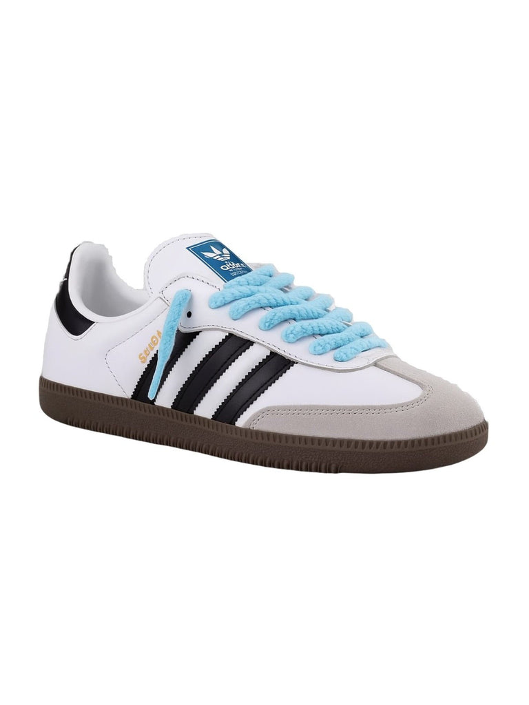 Lacets épais coton et lin, lacets ronds 6mm, lacets colorés sneakers, résistants pour chaussures, style moderne y2k, modèle Zadine - Bleu clair 100 cm
