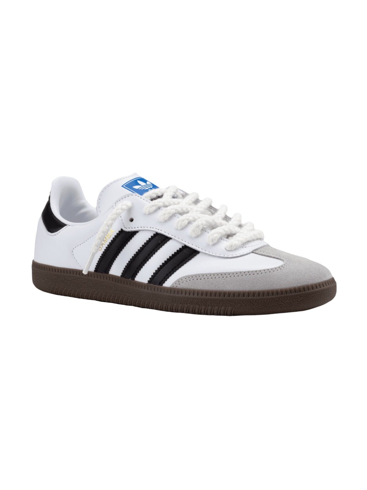 Lacets épais coton et lin, lacets ronds 6mm, lacets colorés sneakers, résistants pour chaussures, style moderne y2k, modèle Zadine - Blanc 100 cm