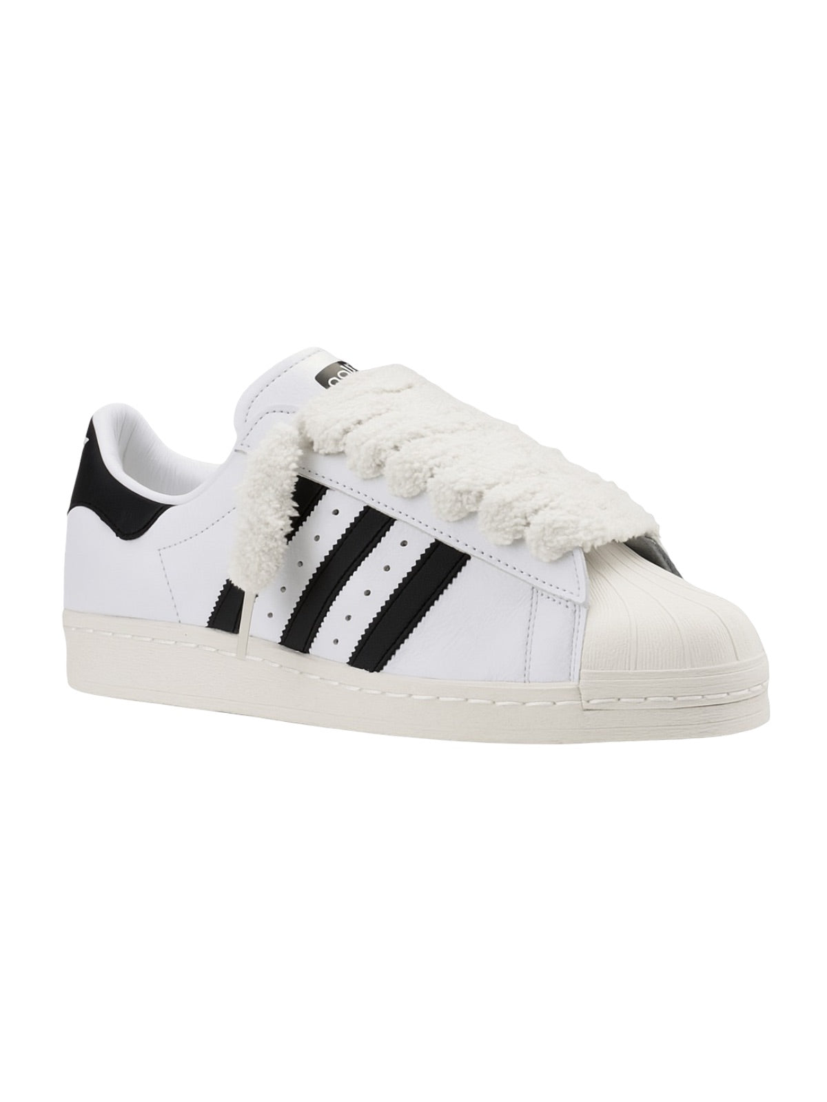 Lacets fluffy big, lacets épais pelucheux, colorés et fantaisie, lifestyle et accessoire sneakers, modèle Uyime - Blanc 80 cm