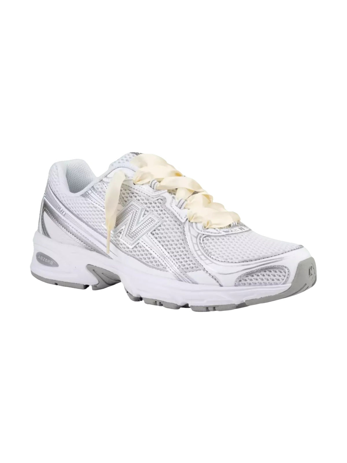 Lacets ruban type satin pour chaussures, lacets décoratifs larges, accessoires colorés pour baskets et sneakers, modèle Opia - Beige 80 cm