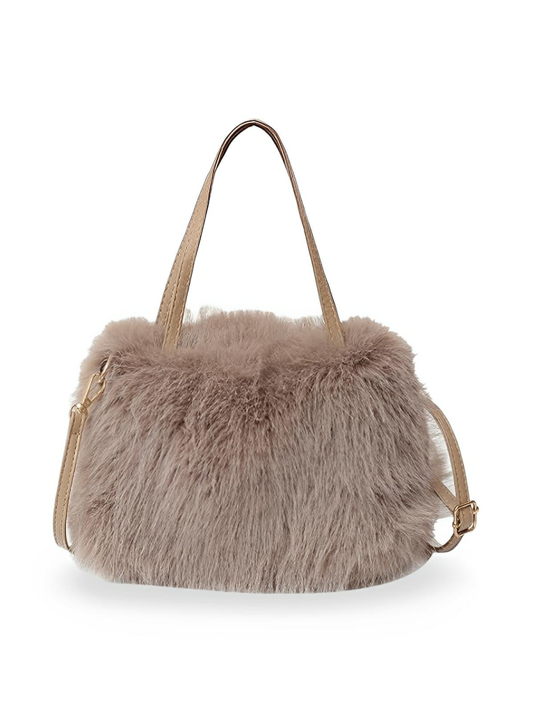 Mini sac à main en fourrure, bandoulière douce, modèle Elsa - Sac à main - Rose