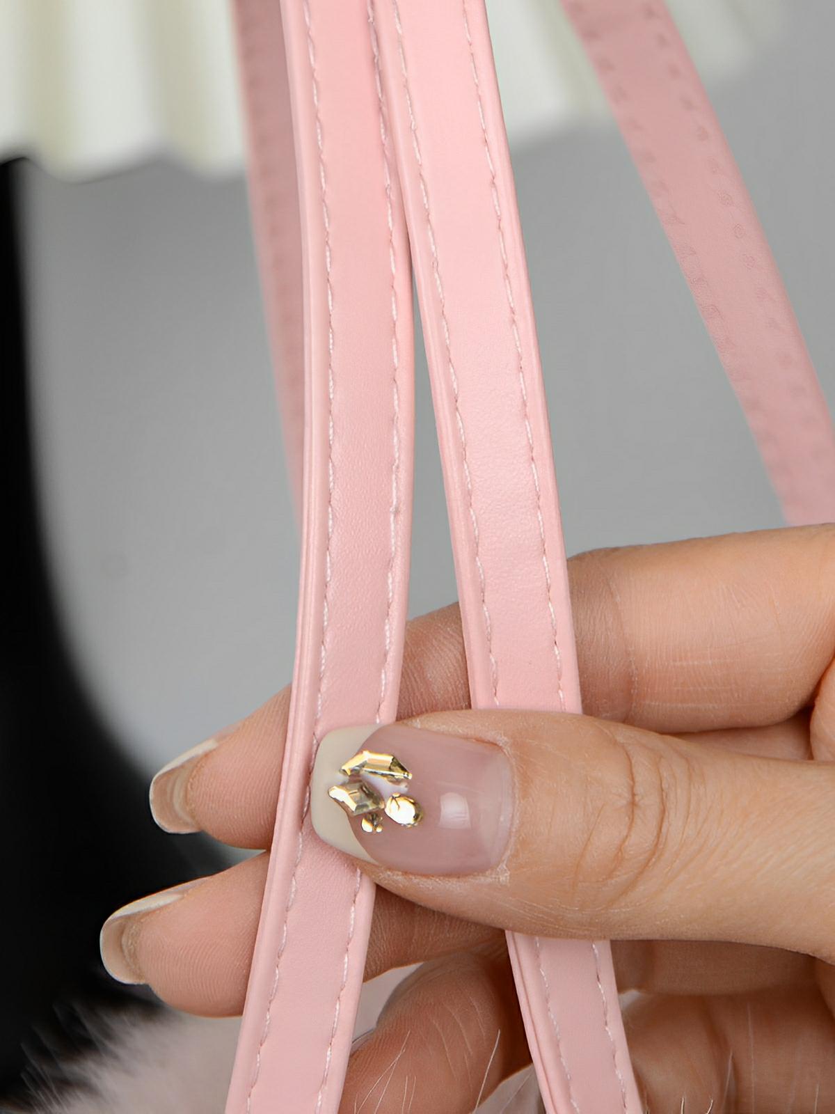 Mini sac à main en fourrure, bandoulière douce, modèle Elsa - Sac à main - Rose
