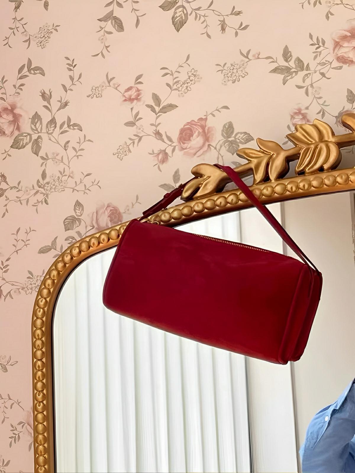 Mini sac à main femme cuir, baguette 90s, petit sac épaule, porté main, bandoulière tendance, modèle Esther - Sac à main - Rouge