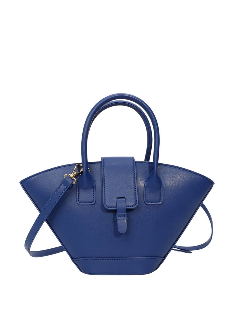 Mini sac à main femme, forme panier, simili vegan, bandoulière réglable, style bohème, fermeture magnétique, modèle Isabe - Sac à main - Bleu
