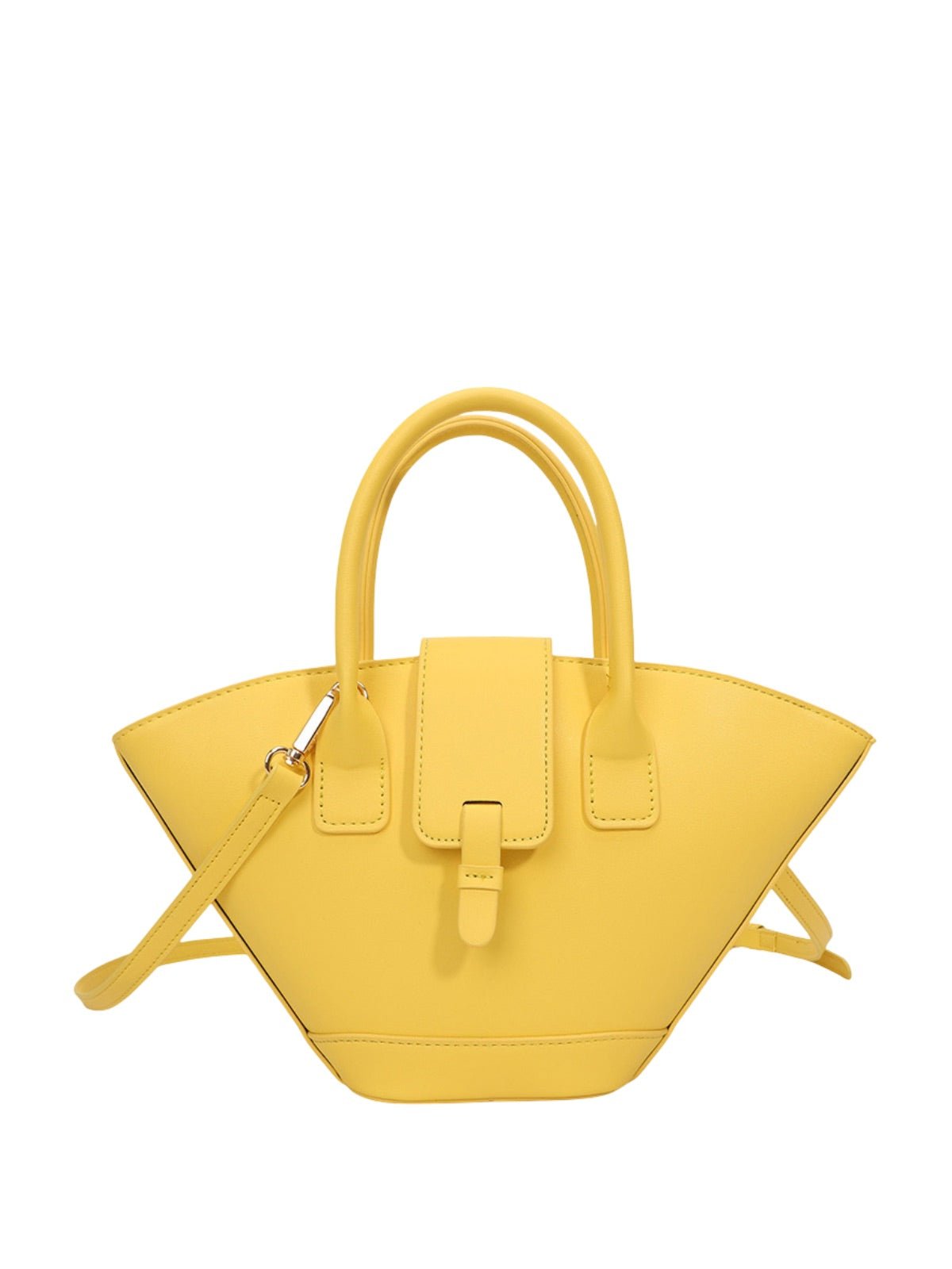 Mini sac à main femme, forme panier, simili vegan, bandoulière réglable, style bohème, fermeture magnétique, modèle Isabe - Sac à main - Jaune