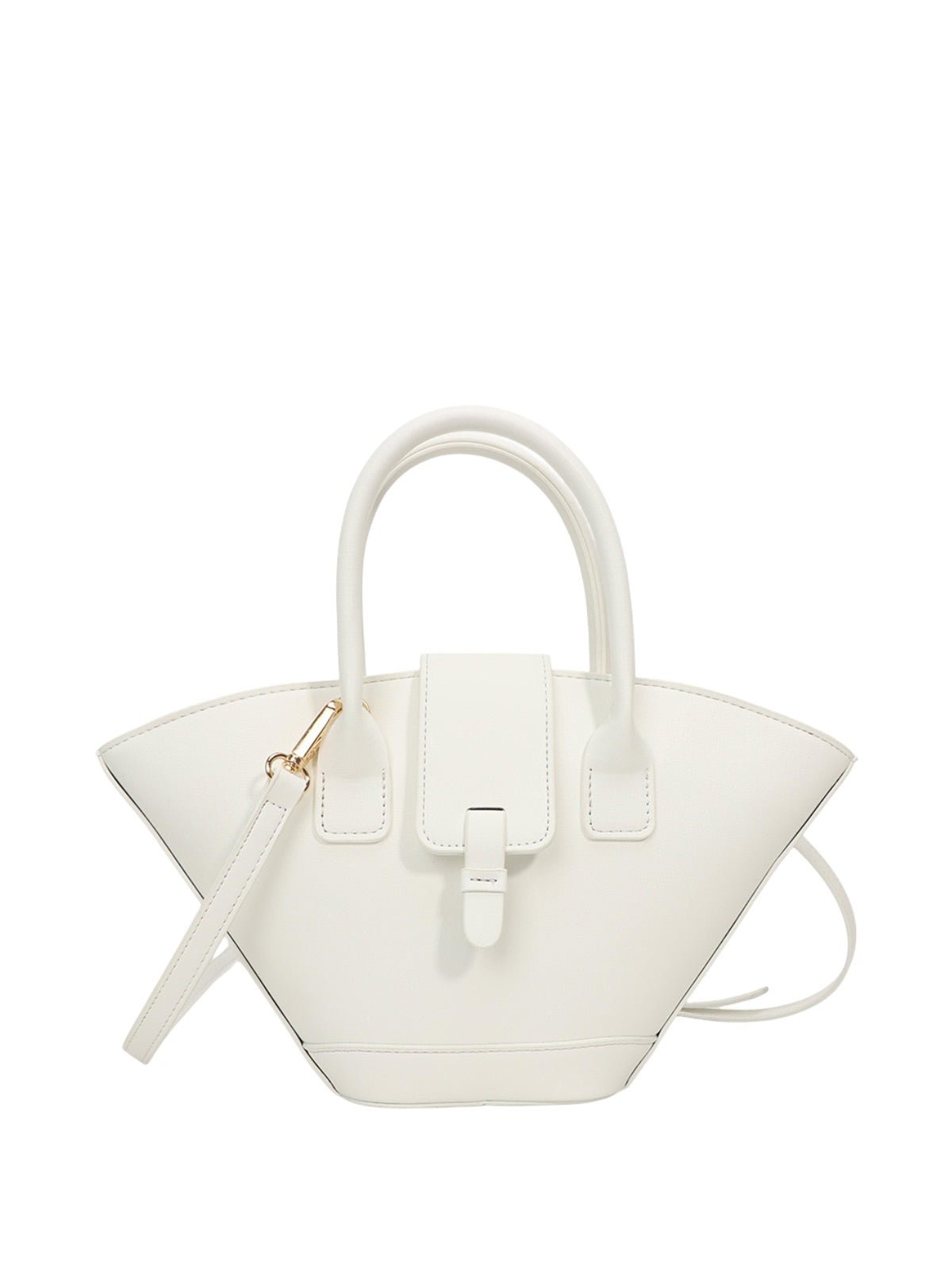Mini sac à main femme, forme panier, simili vegan, bandoulière réglable, style bohème, fermeture magnétique, modèle Isabe - Sac à main - Blanc