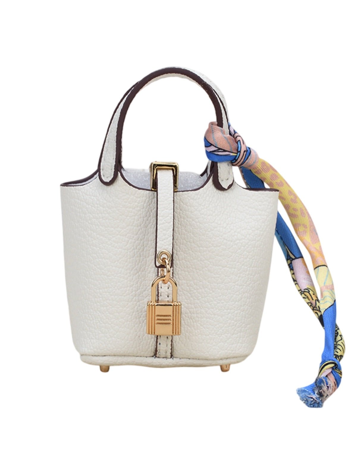 Mini sac bijoux de sac, porte - clés luxe, cuir grainé, format AirPods, accessoire luxueux, modèle Trésor - Blanc