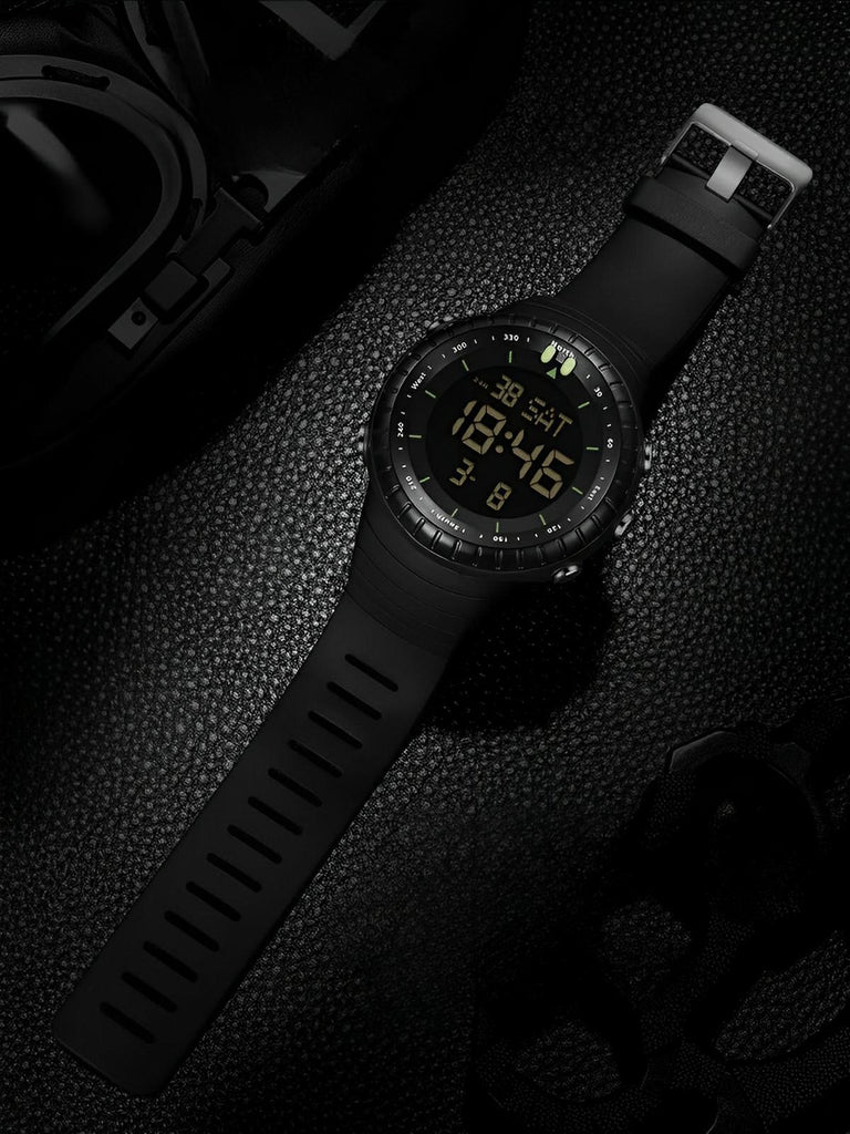 Montre digitale sport mixte, affichage LED, étanche, chronomètre, double fuseau horaire, modèle Dolce - Montre - Noir