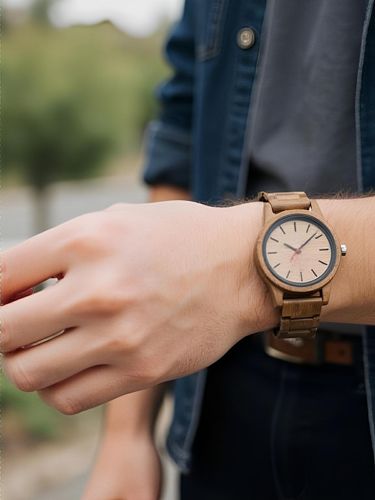 Montre en bois, cadran minimaliste, mouvement quartz japonais, design naturel, modèle Xode - Montre - Marron