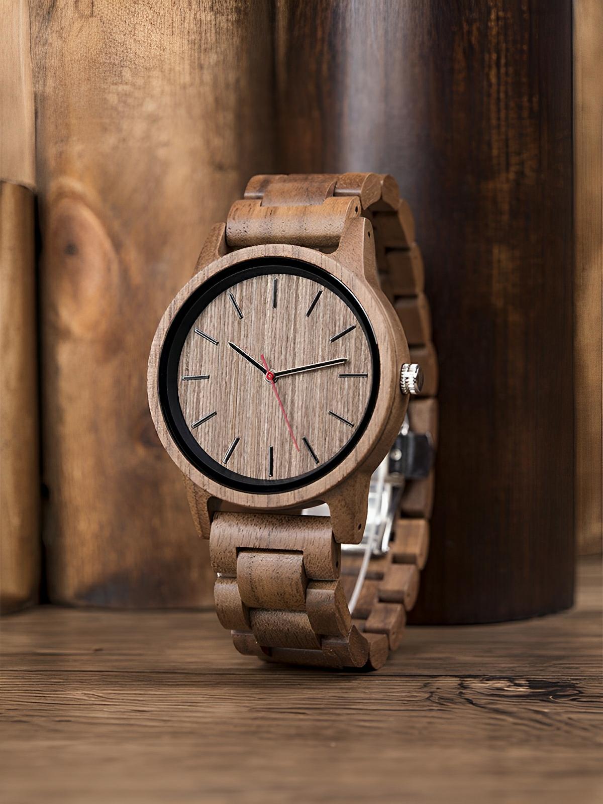 Montre en bois, cadran minimaliste, mouvement quartz japonais, design naturel, modèle Xode - Montre - Marron