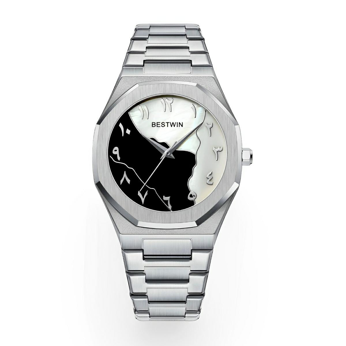 Montre pour homme, mouvement BESTWIN, acier inoxydable