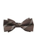 Nœud papillon à nouer marron rayé, accessoire homme chic, cérémonie ou bureau, motif rayure bleu crème, style classique et moderne, modèle Ben - Bonnets - Marron