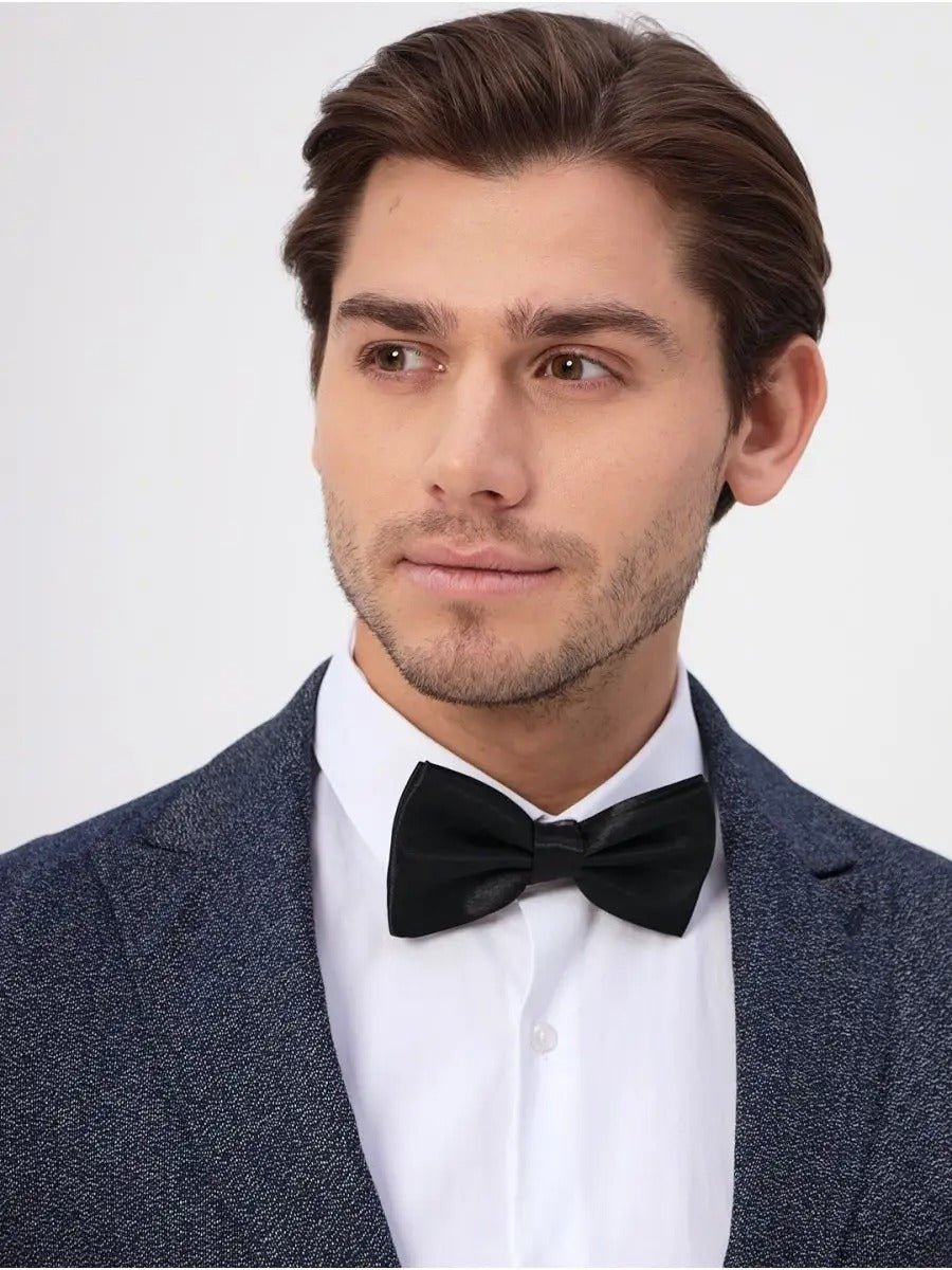 Nœud papillon homme, accessoire mariage, nœud papillon pré - noué, ajustable, finition brillante, idéal cérémonie, soirée, uniforme, modèle Louvan - Bonnets - Noir