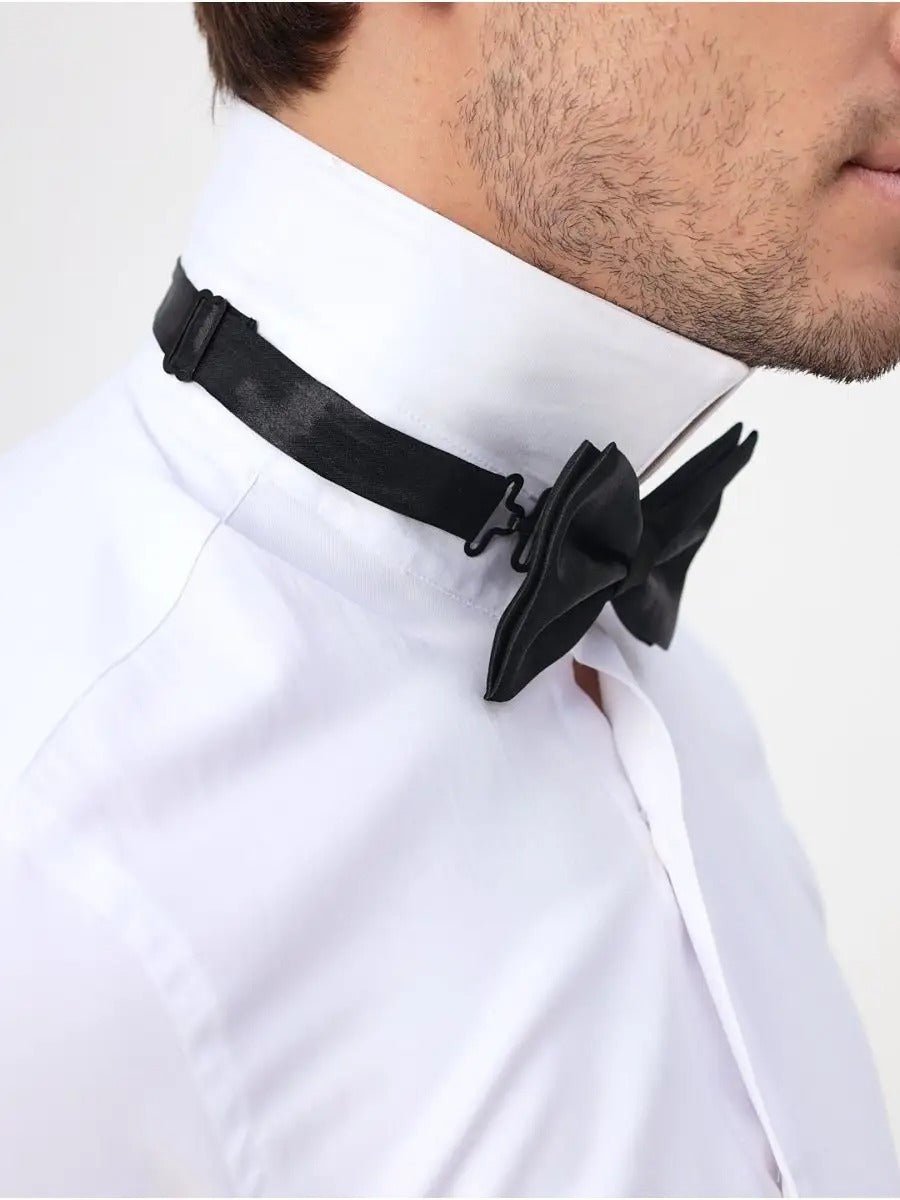 Nœud papillon homme, accessoire mariage, nœud papillon pré - noué, ajustable, finition brillante, idéal cérémonie, soirée, uniforme, modèle Louvan - Bonnets - Noir