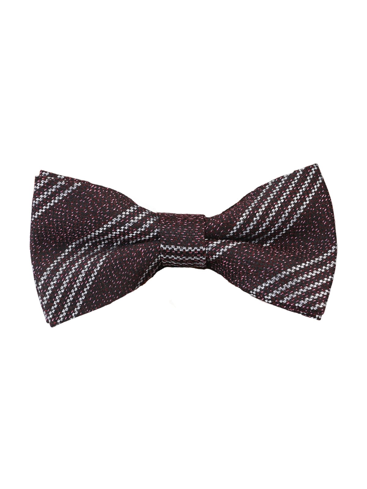 Nœud papillon homme bordeaux rayé, accessoire mariage chic, nœud papillon pré - noué rayures blanches, style business raffiné, nœud papillon coton et polyester confortable, modèle Amine - Bonnets - Bordeaux