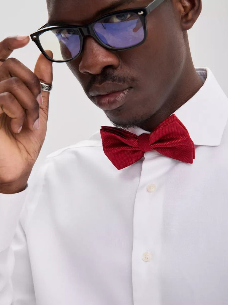 Nœud papillon homme mariage, nœud papillon cérémonie uni, accessoire costard homme, nœud papillon noir, nœud papillon polyester ajustable, modèle Tom - Bonnets - Rouge