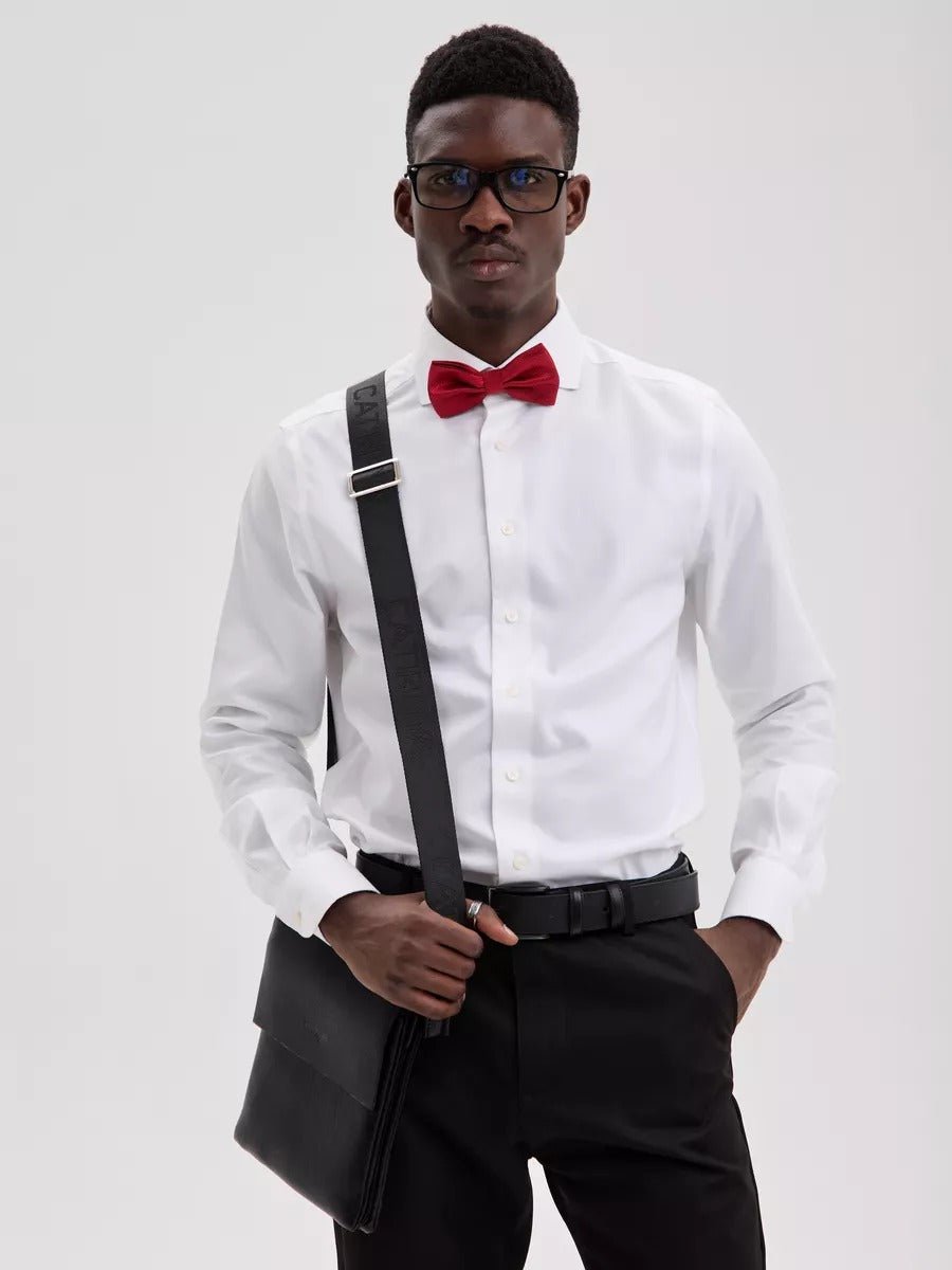 Nœud papillon homme mariage, nœud papillon cérémonie uni, accessoire costard homme, nœud papillon noir, nœud papillon polyester ajustable, modèle Tom - Bonnets - Rouge