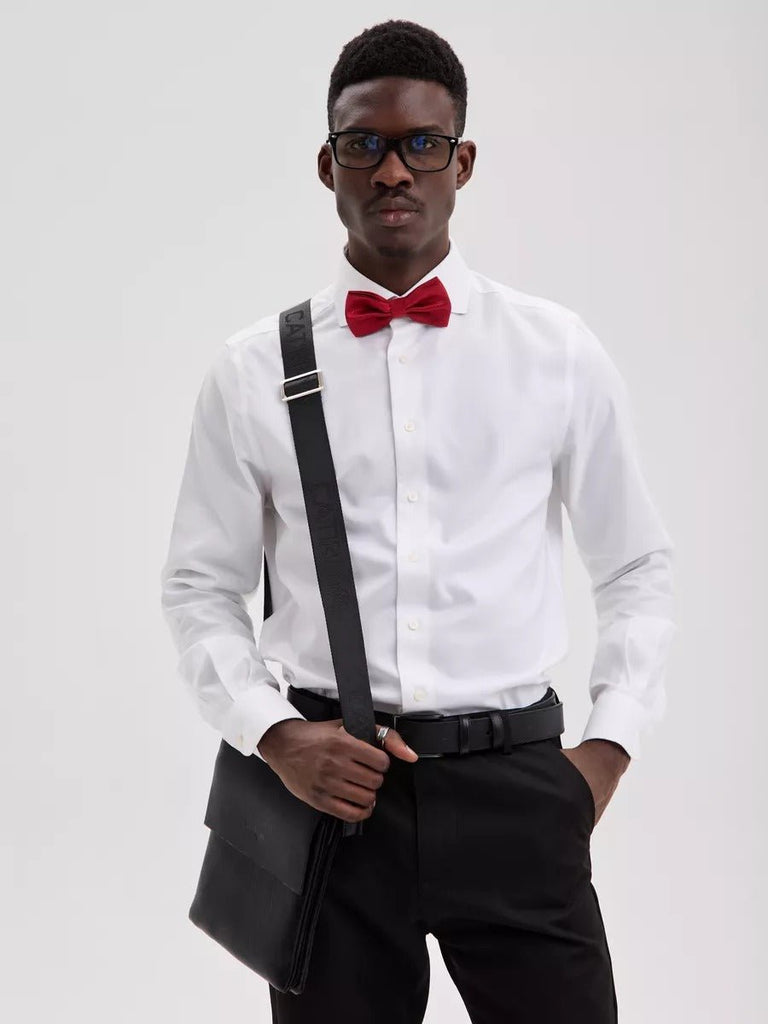 Nœud papillon homme mariage, nœud papillon cérémonie uni, accessoire costard homme, nœud papillon noir, nœud papillon polyester ajustable, modèle Tom - Bonnets - Rouge