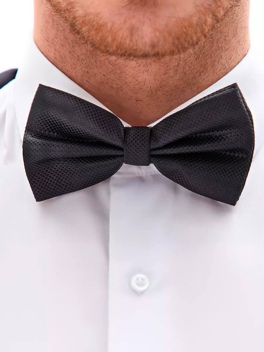 Nœud papillon homme mariage, nœud papillon cérémonie uni, accessoire costard homme, nœud papillon noir, nœud papillon polyester ajustable, modèle Tom - Bonnets - Noir