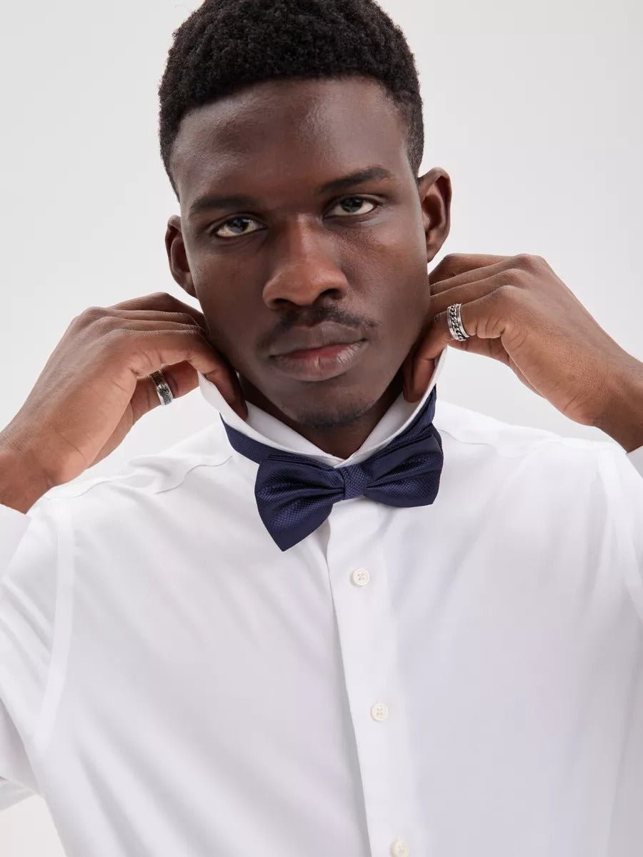 Nœud papillon homme mariage, nœud papillon cérémonie uni, accessoire costard homme, nœud papillon noir, nœud papillon polyester ajustable, modèle Tom - Bonnets - Bleu marine
