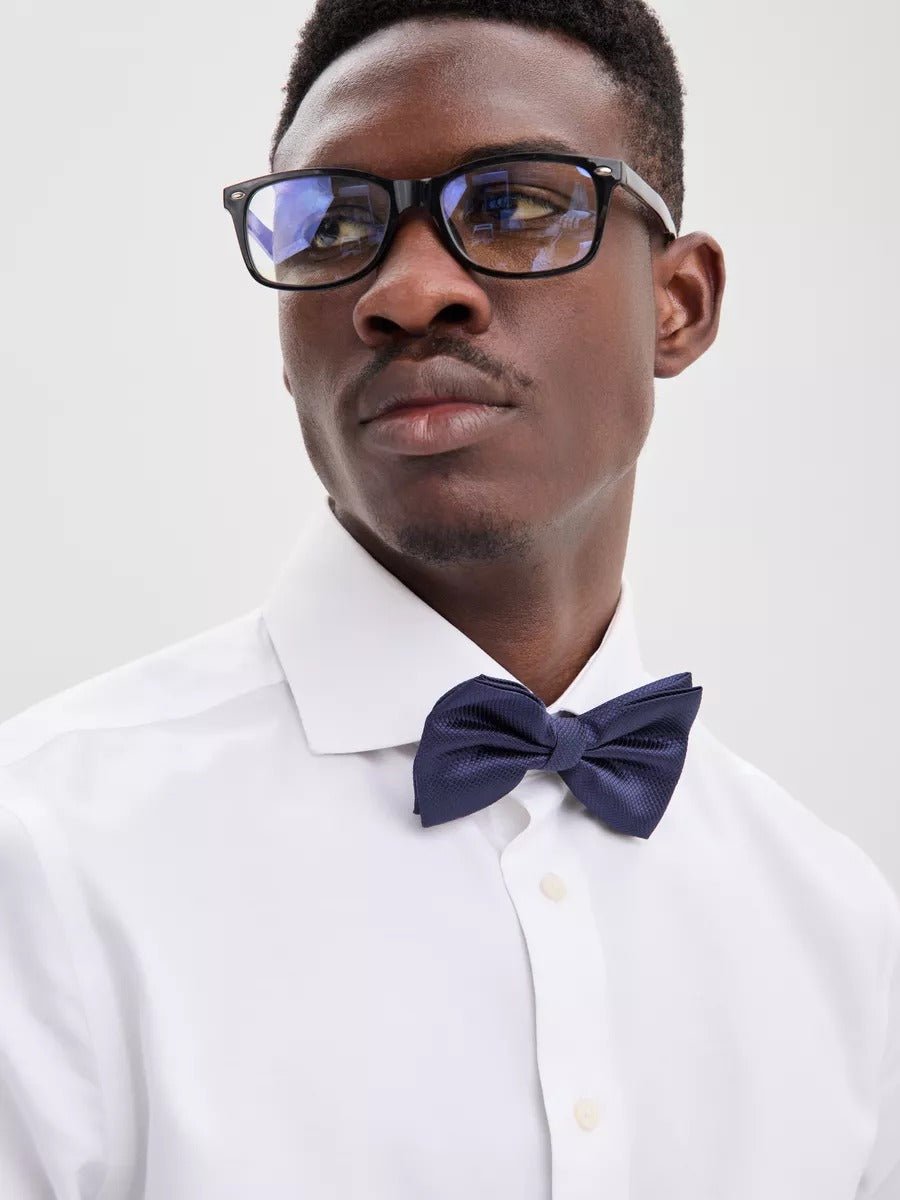 Nœud papillon homme mariage, nœud papillon cérémonie uni, accessoire costard homme, nœud papillon noir, nœud papillon polyester ajustable, modèle Tom - Bonnets - Bleu marine