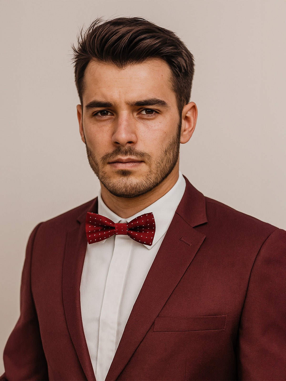 Nœud papillon pré - noué, motif croisillons blancs, mariage ou cérémonie, pour homme, marine ou bordeaux, toucher soyeux, réglable, bande élastique, finition satinée, modèle Samuel - Bonnets - Bleu marine