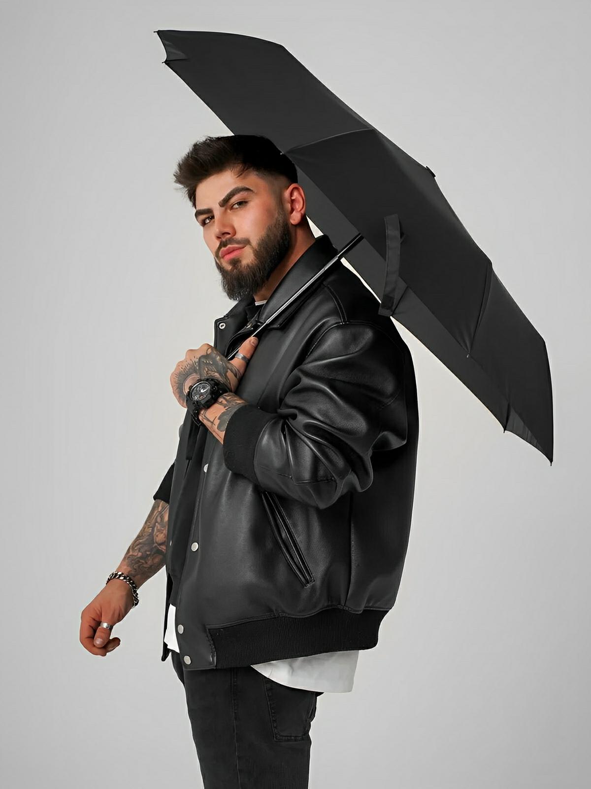 Parapluie pliant automatique, anti - vent, protection UV, compact et résistant, un incontournable, modèle Kali - Sacoche - Noir