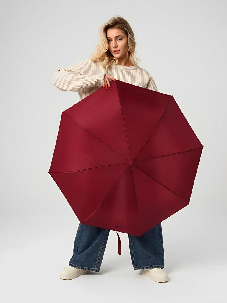 Parapluie pliant automatique, anti - vent, protection UV, compact et résistant, un incontournable, modèle Kali - Sacoche - Rouge