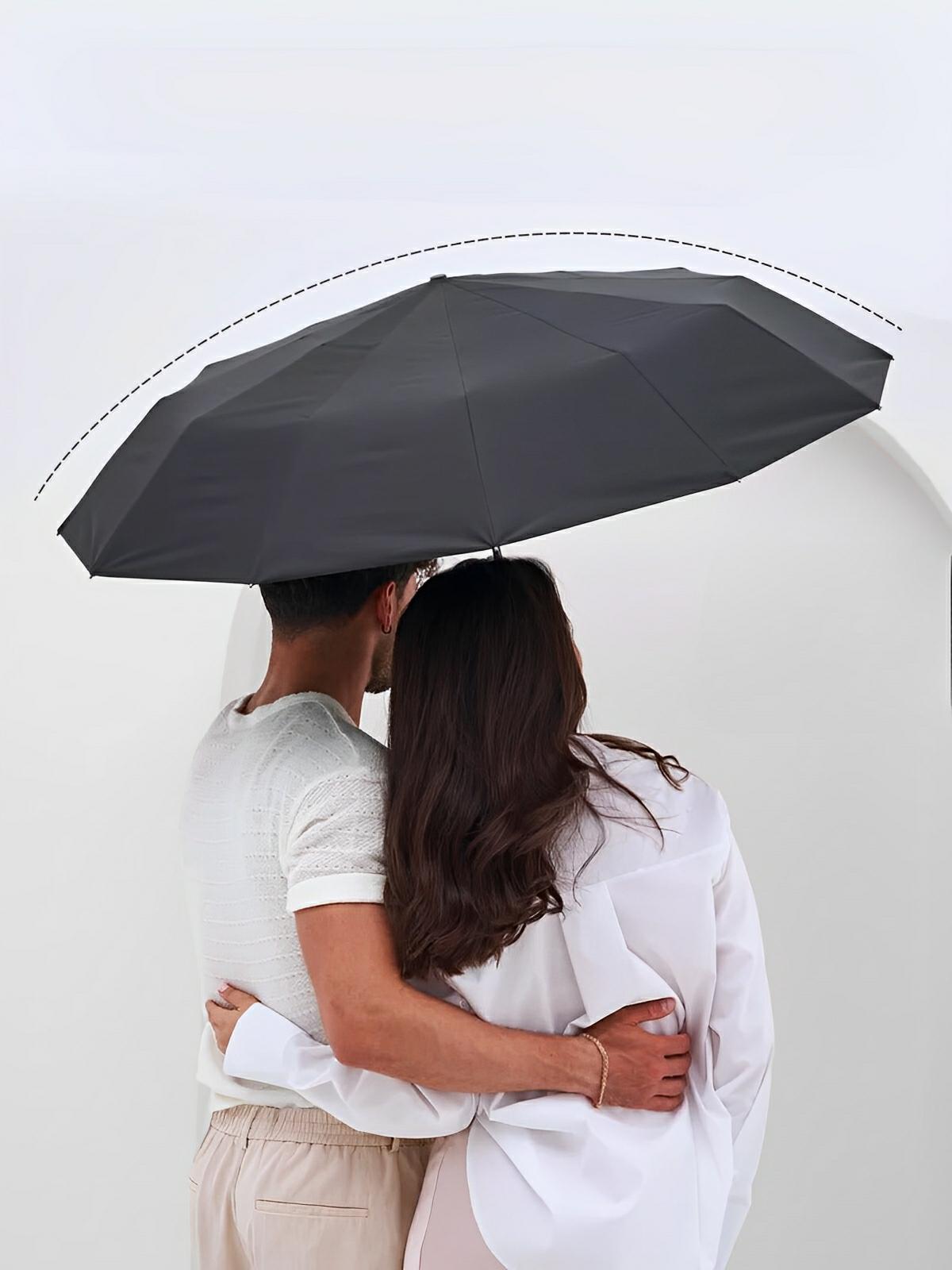 Parapluie pliant automatique, anti - vent, protection UV, grand format, compact, résistant, modèle Sasha - Sacoche - Noir