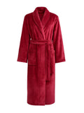 Peignoir flanelle épais, douceur cocooning, confort longue saison, ceinture ajustable, chaleur enveloppante, style unisexe, grande poche pratique, modèle Irmo - Peignoir - Rouge M
