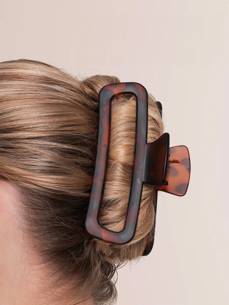 Pince à cheveux crabe, pince rectangle écaille, pince cheveux grande taille, pince cheveux plastique marron, pince cheveux léopard femme, modèle Maïssane - Pince à cheveux - Marron