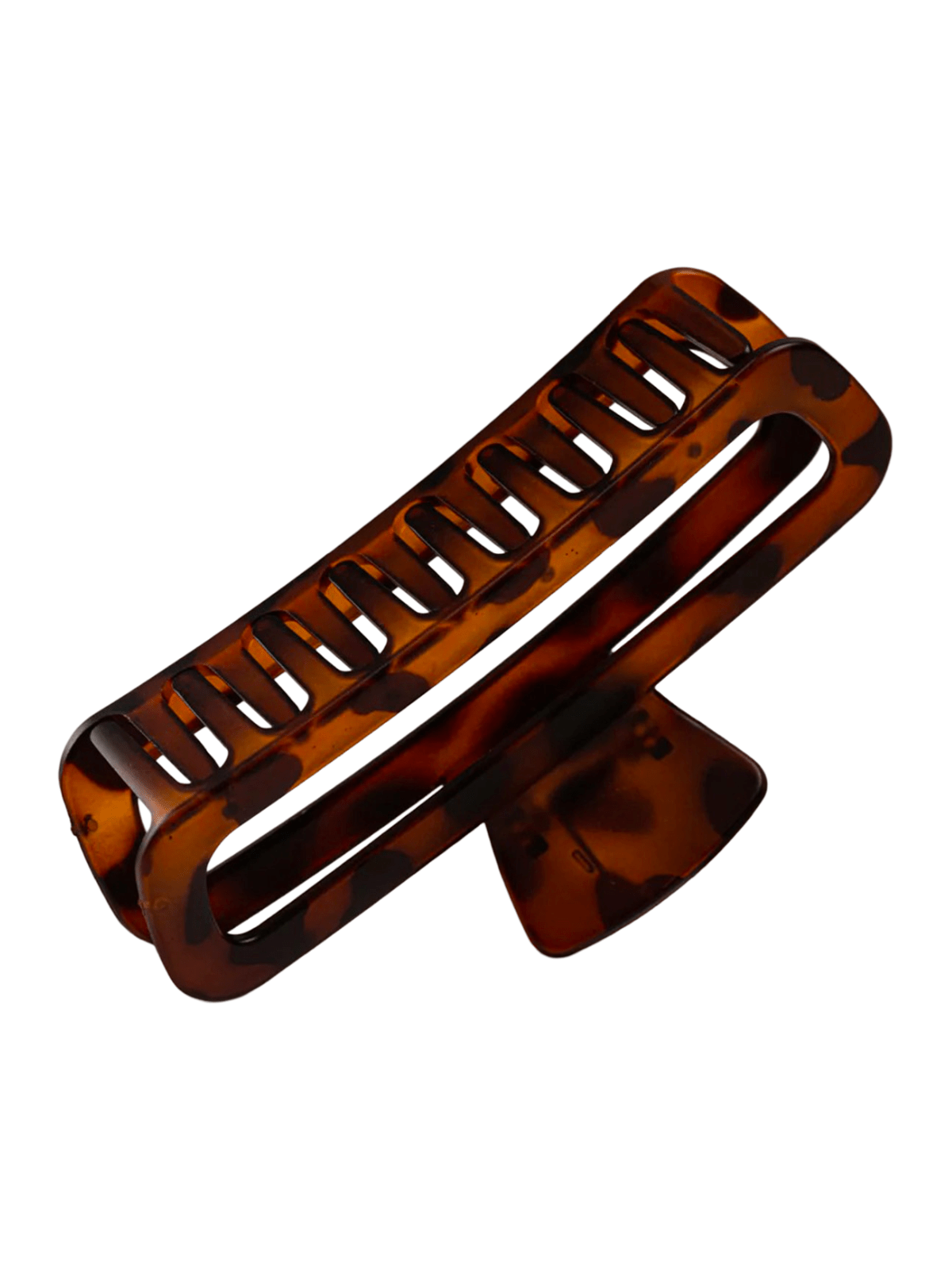 Pince à cheveux crabe, pince rectangle écaille, pince cheveux grande taille, pince cheveux plastique marron, pince cheveux léopard femme, modèle Maïssane - Pince à cheveux - Marron